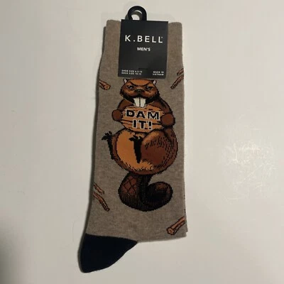 K. Bell Men's Dam-It Crew Sock,1 Pair, Brown Shoe Size 6-12 New - Image 1 of 3