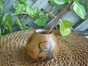 Mate Calabaza Argentina, Gourd Yerba With Straw Bombilla, Engraving Pava - Picture 1 of 14