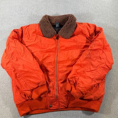 De Colección Polo Ralph Lauren Chaqueta Bomber XL Naranja Plumón Puffer Cremallera Completa Cuello Oveja Foto 1 de 4