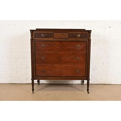 Berkey & Gay Antique French Regency Louis XVI Carved Mahogany and Walnut Dresser - Image 1 of 4