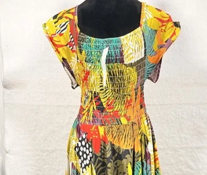New Plus One Size Dress Tropical Festival Floral Print Beach Hawaiian Whimsy - Picture 1 of 8
