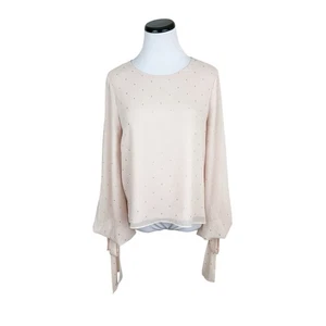 Camicetta Vince Camuto manica a palloncino oro rosa lamina metallizzata diamante taglia small - Foto 1 di 6