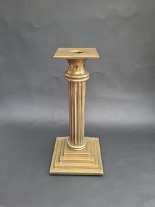 24 cm hohe antike um 1900 Messing Säule korinthische Tischlampe Kerzenständer 3 kg  - Bild 1 von 15