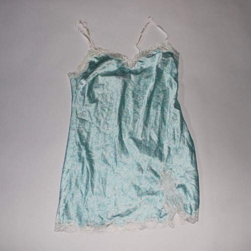 UNDERCOVER Y2K Victoria's Secret mini abito slip blu chiaro stampa ghepardo con pizzo bianco
