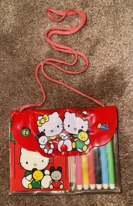 Vintage 1990 Sanrio Hello Kitty Marker & Notebook Purse Set Rare Taiwan - Picture 1 of 7