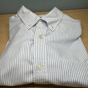 Banana Republic Button Down Shirt Men’s Size Large Blue Stripes Untucked Fit - Picture 1 of 9