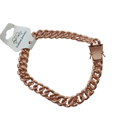 Chihuahua Dog Necklace Glamour Rhinestone Cuban Link Rose Gold Stainless Steel - Image 1 of 4