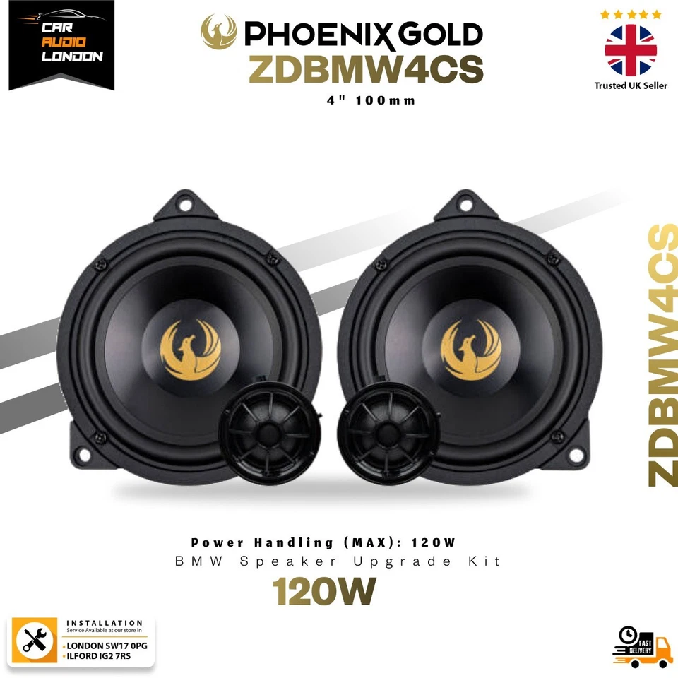 Phoenix Gold ZDBMW4CS BMW 4" 2 vías componente altavoz actualización plug & play kit Foto 1 de 4