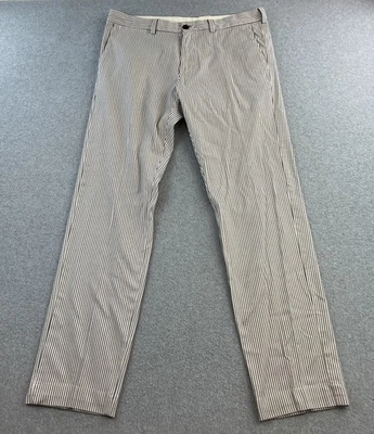 Pantalones Brooks Brothers Rojo Polar Para Hombre 35x34 Blanco Azul Marino Rayas Clásico Adulto Foto 1 de 4