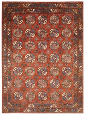 8 x 10 ft Ersari bokhara Red Area Rug Afghan Hand Knotted Veg Dye Wool  Rug - Image 1 of 4