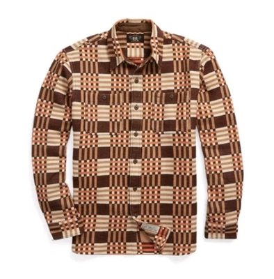 NWT! $345 RRL Double RL Jacquard 100% Cotton Plaid Shirt Jacket Size Medium - Image 1 of 4