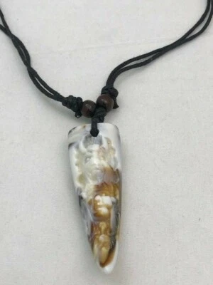 Cool Unisex plastic bone tooth with adjustable leather string 17" - Image 1 of 4