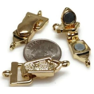 Magnetic Clasp with a Fold Over Jewelry Making Bracelets Necklaces Gold - Image 1 of 3