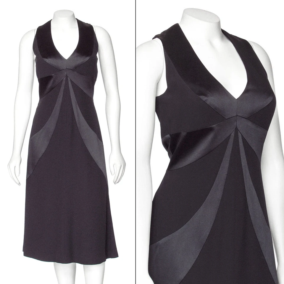 *GORGEOUS!* Escada Black Sleeveless V-Neck Fit & Flare Cocktail Dress size 36/6 - Image 1 of 4