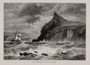 Großbritannien: Fowey, Cornwall. Einfahrt in den Hafen. Holzstich um 1875 - Picture 1 of 1