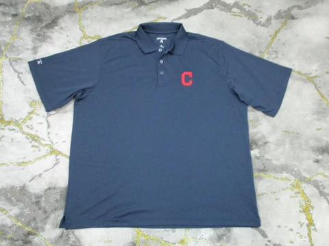 Cleveland Indians Polo Shirt Mens XL Short Sleeve Collared Polyester Golf Adult Cover