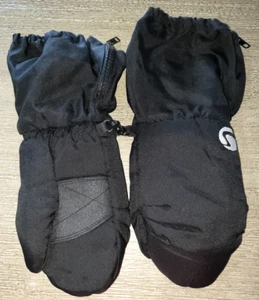 boys BLACK THICK MITTENS toddlers size 1-2 zipper cuffs VERY WARM! SUPER COND!! - Picture 1 of 2