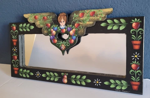 Tole Rosemary West Pattern Folk Art  Mirror 15x8 Cover