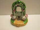 LIMOGES Bunny Rabbit Floral Trellis Trinket Box by ARTORIA NEW Perfect no Issues