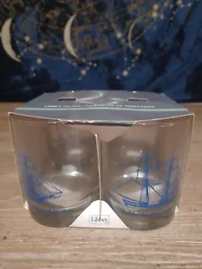 VINTAGE Velero VIDRIO Vaso para Beber VELERO Libbey Glass 4.5" Juego de 4 - Imagen 1 de 7