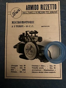 Rara Pubblicita’ Micromotore a 2 tempi 48 C.C. Armido RIZZETTO Milano 1951 - Imagen 1 de 1