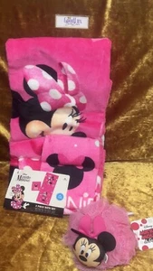Disney Minnie Mouse Cotton Bath Towel & Washcloth And Loofah! - Picture 1 of 2