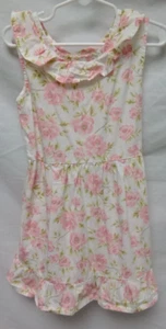 Little Lass Girls' Dress Ruffle Neck and Hem 100% Cotton Floral Print - 6X - Picture 1 of 6
