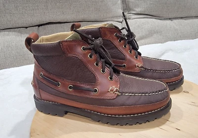 LL Bean Men 7.5 EE Wide Allagash Bison Boots Brown Leather Chukka Moc Toe 244479 - Image 1 of 4