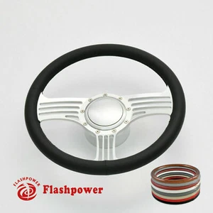 14" Billet Aluminum 9 Hole Steering Wheel Kit w/ Horn Button & Adapter - Bild 1 von 8