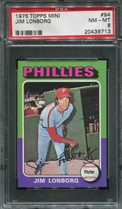 1975 Topps Mini #94 Jim Lonborg psa 8 Nm-Mt