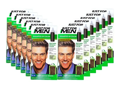 Just For Men Shampoo-in Color Men's Hair Dye - Light-Medium Brown (H-30) 12Boxes - Image 1 of 4