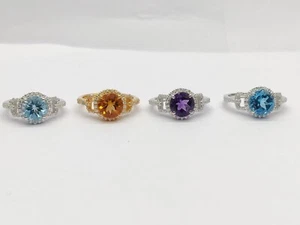Natural Amethyst, Topaz, Citrine & Moissanite, Ring, Fine Silver, Jewellery. - Picture 1 of 19