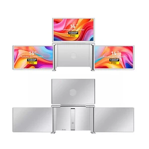 14"FHD Quad Monitor for Laptop, 13.6-17.3" Laptop Monitor Extender Plug & Play - Picture 1 of 18