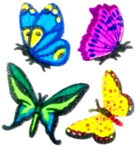 Fuzzy BUTTERFLIES BUTTERFLY Sandylion Stickers - 1 square ~VINTAGE~ - Picture 1 of 1