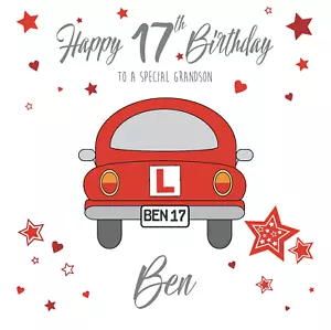Personalised Learner Driver 17th birthday card Red Car - Picture 1 of 5