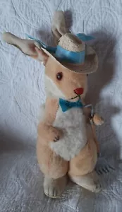 Vintage Maruei Toys Tokyo Japan Mohair Farmer Bunny Rabbit Plush Much-Loved NR - Picture 1 of 5