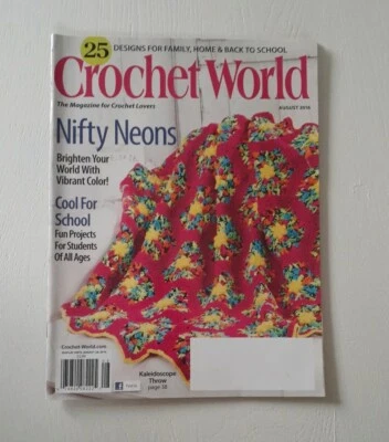 CROCHET WORLD MAGAZINE  Nifty Neons School Projects Kaleidoscope Throw Aug  2016 - Image 1 of 2