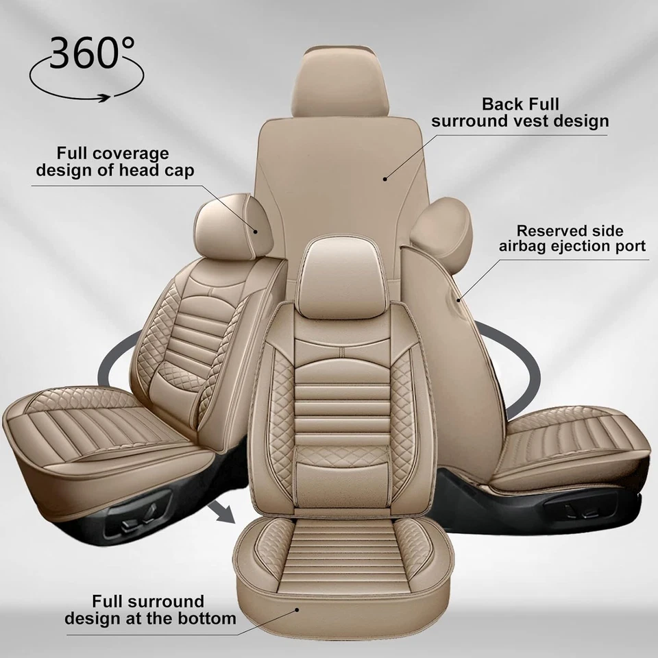 Luxury Car Seat Cover PU Leather Protector Pad Full Set For Volvo S80 2001-2016 Foto 1 de 4