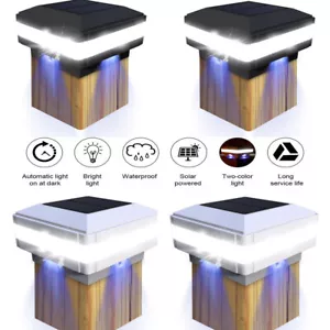 Solar Powered LED Deck Post Light Garden Cap Pillar Square Fence Landscape Lamp - Picture 1 of 31