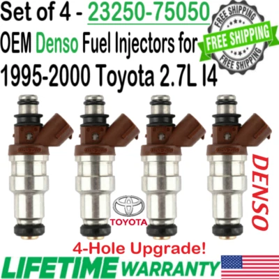 Genuine x4 DENSO 4-Hole Upgrade Fuel Injectors For 1996-1998 Toyota T100 2.7L I4 - Image 1 of 4