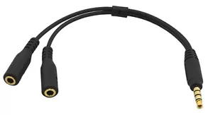 PTC 3.5mm Gold Series Headphone and Microphone Adapter, Black (Multiple Packs) - Picture 1 of 8