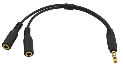 PTC 3.5mm Gold Series Headphone and Microphone Adapter, Black (Multiple Packs) - Image 1 of 4