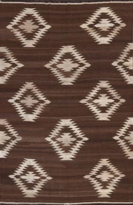 Geometric Reversible Kilim Afghan Oriental Area Rug Natural Dye Hand-Woven 5'x7' - Picture 1 of 12