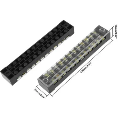 2X Block 2 Position 600V 15A Wire Barrier Dual Row Screw Terminal Panel TB-1512L - Image 1 of 4