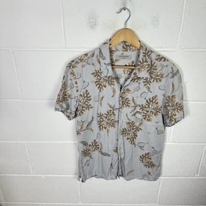 Allsaints Shirt Mens Small Grey Kauai Oriental Hawaiian Viscose Pattern Floral* - Picture 1 of 11