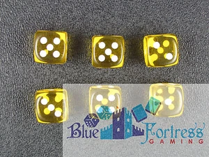 CHESSEX translúcido 12mm SET DE 6 D6 DADOS AMARILLO-BLANCO MTG WoW WARHAMMER - Imagen 1 de 2