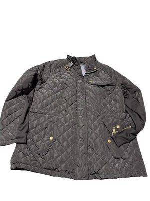 Chaqueta para mujer St. Johns Bay negra acolchada con cremallera bolsillos XL CON CINTURA AJUSTABLE Foto 1 de 4