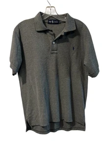 Polo Ralph Lauren Mens Large Shirt Gray Short Sleeve Collared Green Pony (1128 - Picture 1 of 7