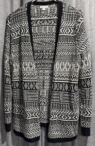 Merona Damen Strickjacke Pullover Größe XL vorne offen Strick schwarz-weiß - Bild 1 von 6