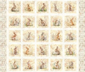 Parches para cuadros Hunny Bunny bloques de conejo de primavera 36x44 panel de tela de algodón - Imagen 1 de 1